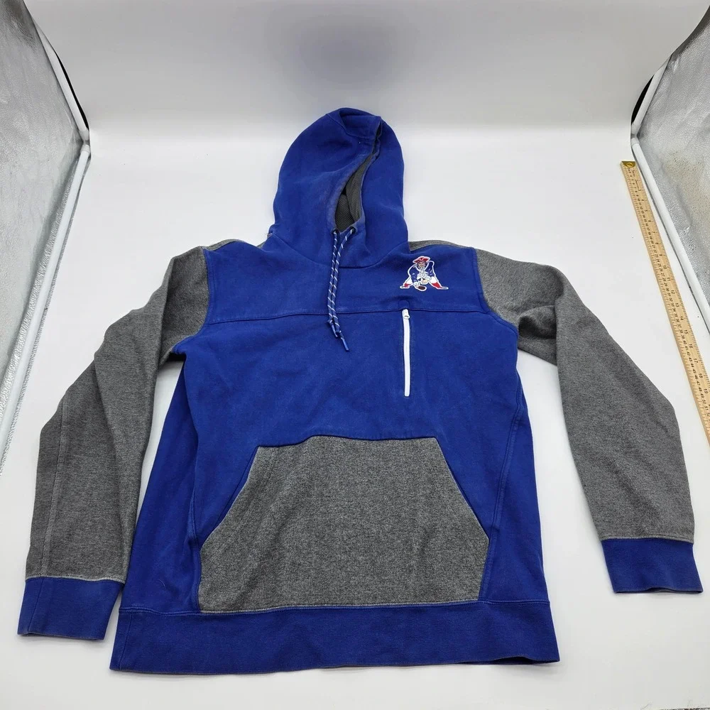 Nike NFL New England Patriots Pat Patriot Hoodie Blue Grey Mens Large Colorblock